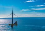 Floating offshore wind turbine installed off the coast of Occitanie, France, as part of Ocean Winds’ EFGL project