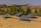 Solar panels providing renewable energy to rural African community