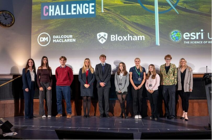 Students presenting climate action solutions at education event.