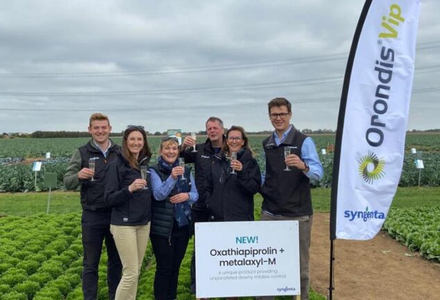 Syngenta team at the launch of ORONDIS® Vip fungicide for brassicas, alliums and salads in Lincolnshire, UK.