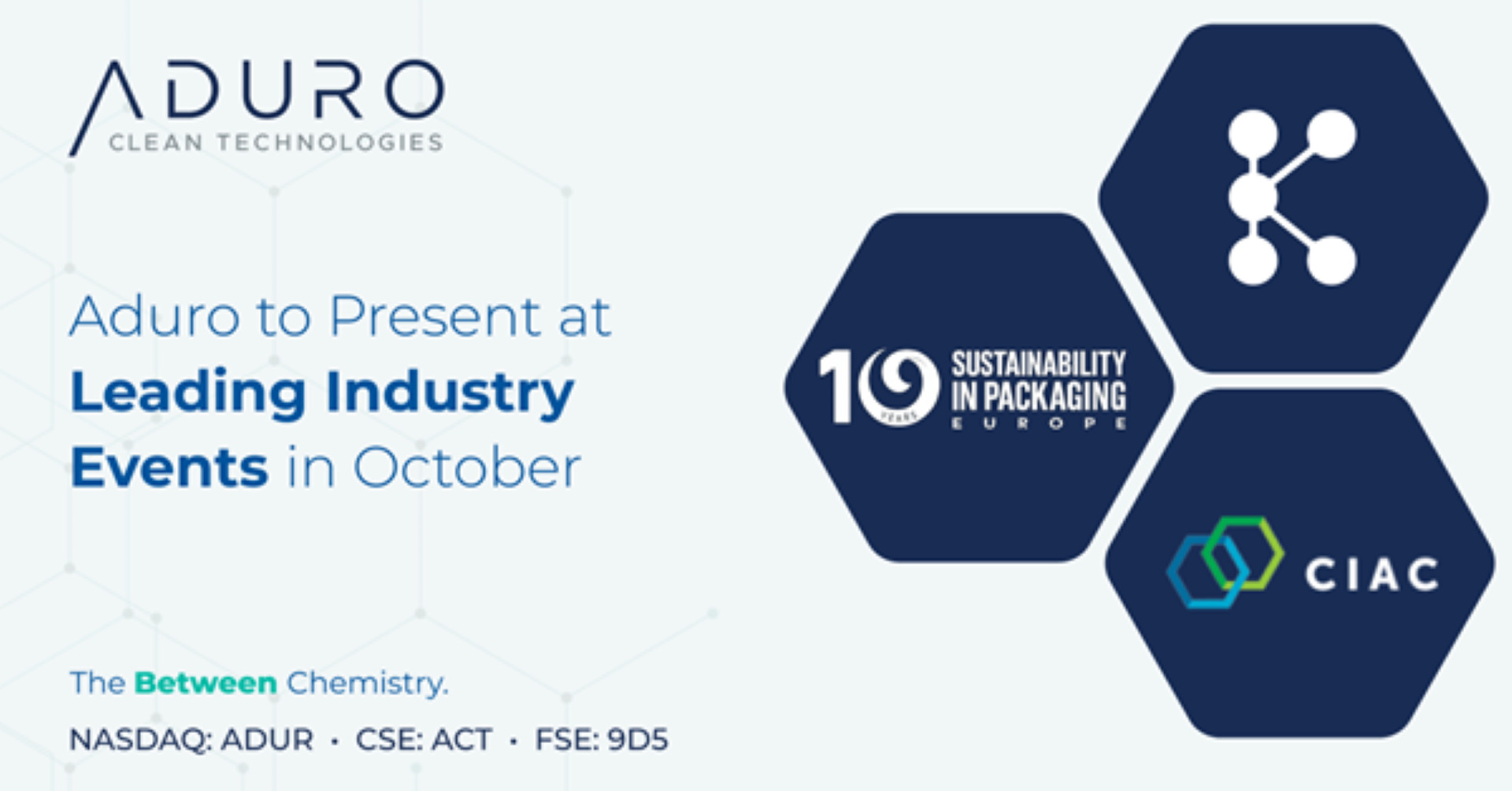 Aduro Clean Technologies to Present at Leading Industry Events in October