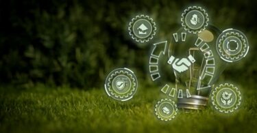 "Business team engaging in corporate sustainability initiatives, promoting eco-friendly practices and environmental responsibility in the workplace."