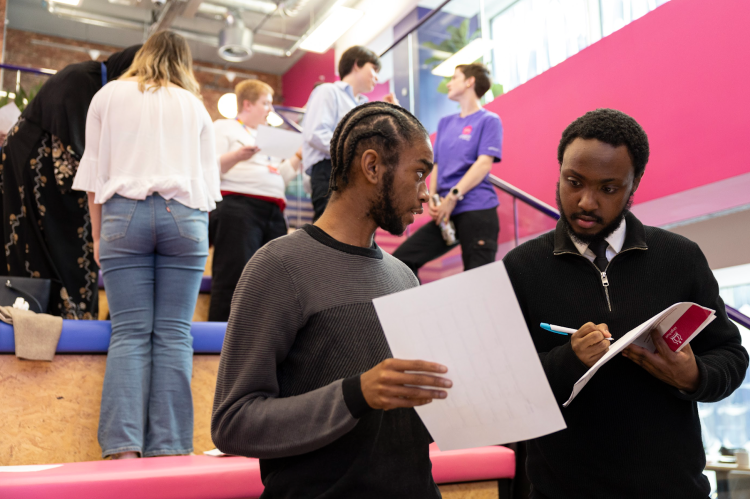 Young people collaborating during the Jobs That Matter green careers festival hosted by Octopus Energy and The King’s Trust.