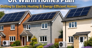 UK Warm Homes Plan energy efficient homes with solar panels and heat pumps