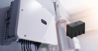 1500V relay for energy storage systems shown alongside high-voltage power electronics assembly