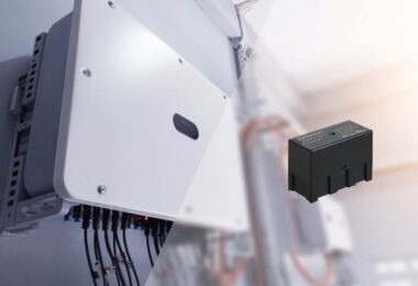 1500V relay for energy storage systems shown alongside high-voltage power electronics assembly