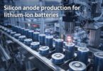 Silicon anode production for lithium-ion batteries on automated manufacturing line with cylindrical battery cells