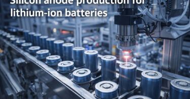 Silicon anode production for lithium-ion batteries on automated manufacturing line with cylindrical battery cells