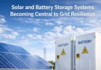 solar and battery storage systems installed beside solar panels supporting grid resilience