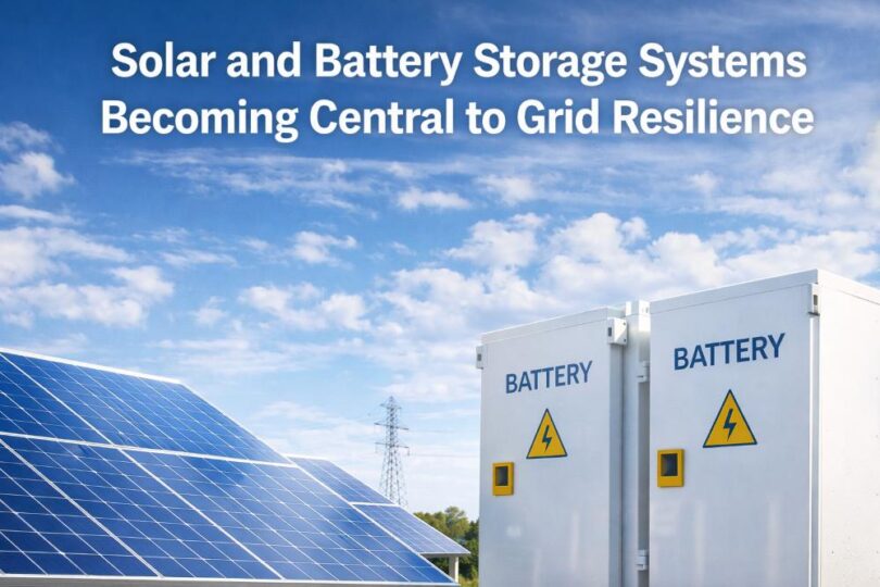 solar and battery storage systems installed beside solar panels supporting grid resilience