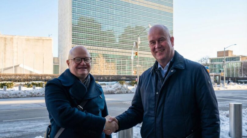 EnOcean and Bember partnership for building data optimisation announced by company executives outside UN headquarters