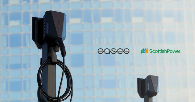 Easee One electric vehicle charger used in partnership with ScottishPower smart EV charging tariff