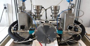 Green hydrogen electrolyzer technology development test system with sensors and electrolyte monitoring equipment