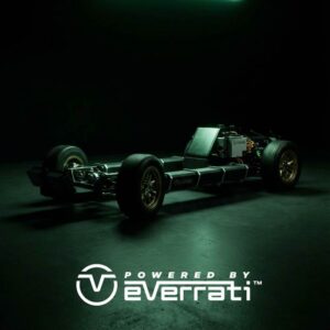Electric propulsion technology in advanced mobility systems showing Everrati EV platform chassis