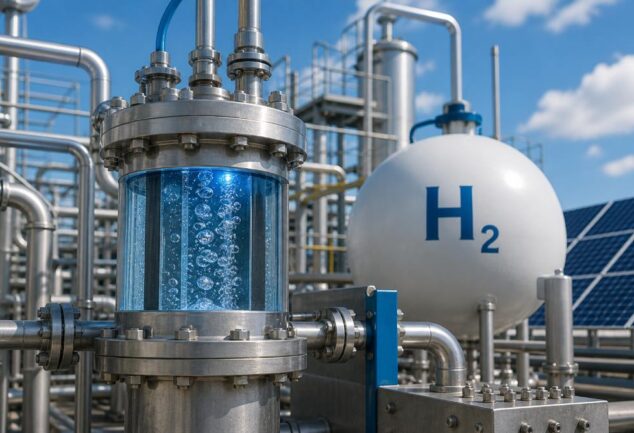 industrial hydrogen production facility with reactor and pipeline system