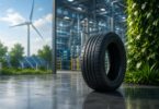 sustainable tyre manufacturing concept with industrial facility and renewable energy infrastructure