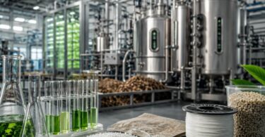 bioindustrial manufacturing facility with bioreactors and sustainable biomaterials