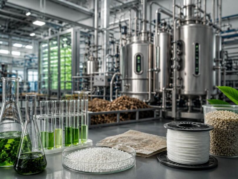 bioindustrial manufacturing facility with bioreactors and sustainable biomaterials