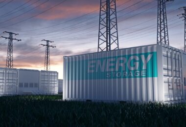 Containerised battery energy storage units connected to electricity grid infrastructure