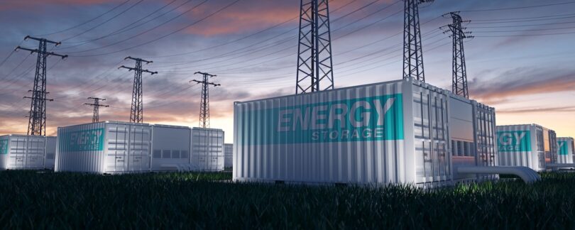 Containerised battery energy storage units connected to electricity grid infrastructure
