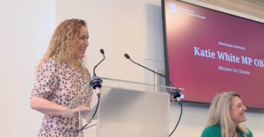 Katie White MP speaking at the Westminster launch of Indicators of Global Climate Change resources