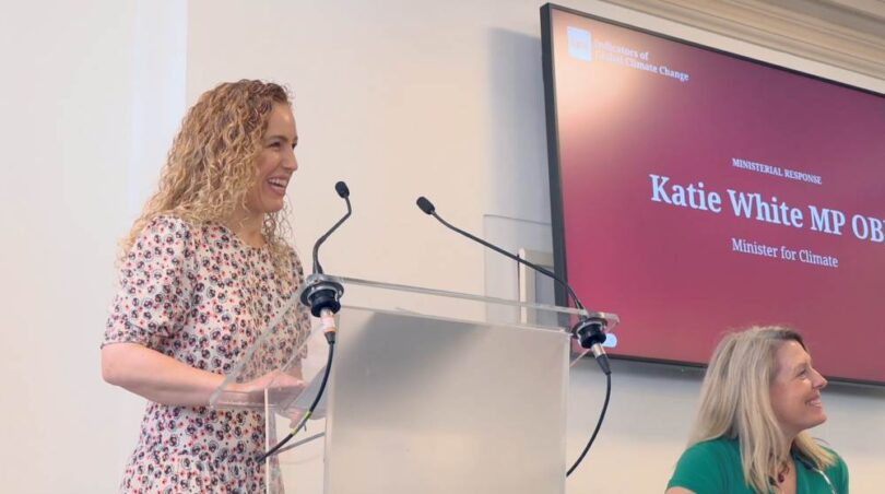 Katie White MP speaking at the Westminster launch of Indicators of Global Climate Change resources