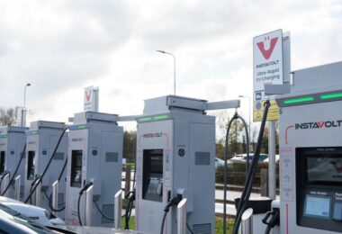 InstaVolt ultra-rapid EV charging stations at a UK charging location.