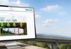 HBK Monitor360 dashboard showing bridge monitoring data on a computer screen