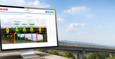 HBK Monitor360 dashboard showing bridge monitoring data on a computer screen