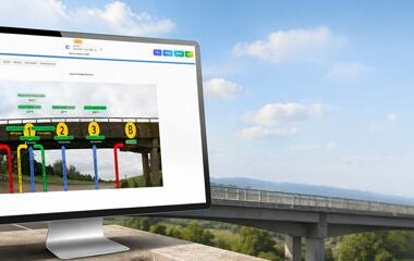 HBK Monitor360 dashboard showing bridge monitoring data on a computer screen