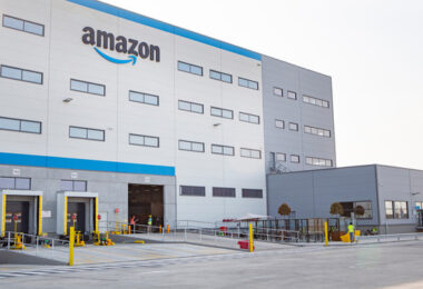 Exterior of an Amazon fulfilment centre building