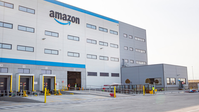 Exterior of an Amazon fulfilment centre building