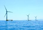 Three floating offshore wind turbines at the EFGL project off the coast of France