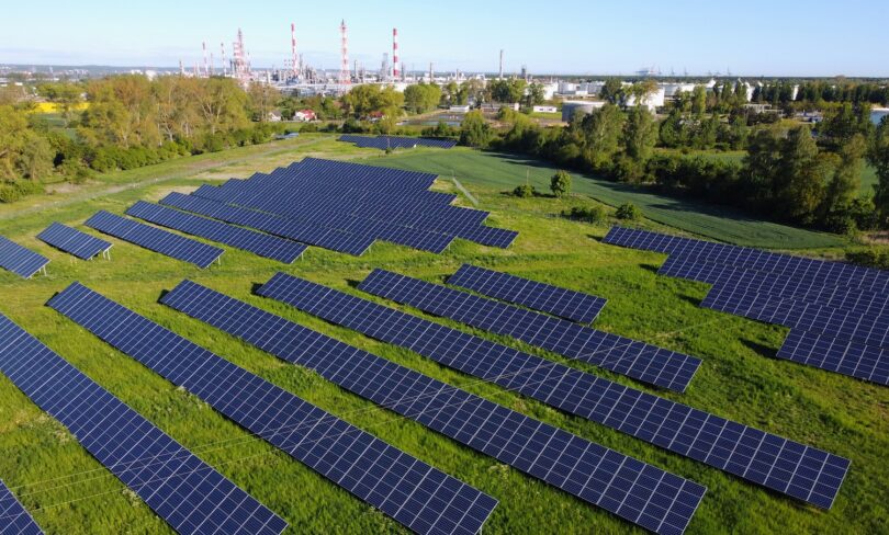 Large photovoltaic solar farm near Gdansk, Poland