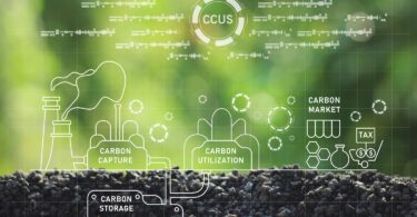 Illustration representing carbon capture, utilisation and underground CO₂ storage