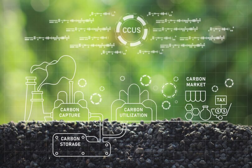 Illustration representing carbon capture, utilisation and underground CO₂ storage