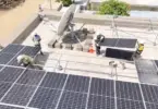 Aerial view of solar panels