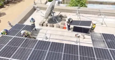 Aerial view of solar panels