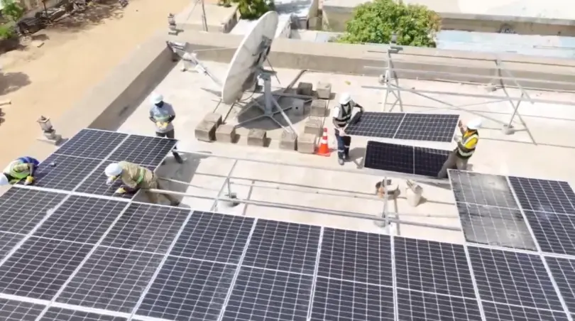 Aerial view of solar panels